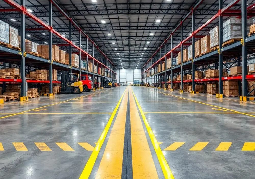 Sinalização em galpão industrial